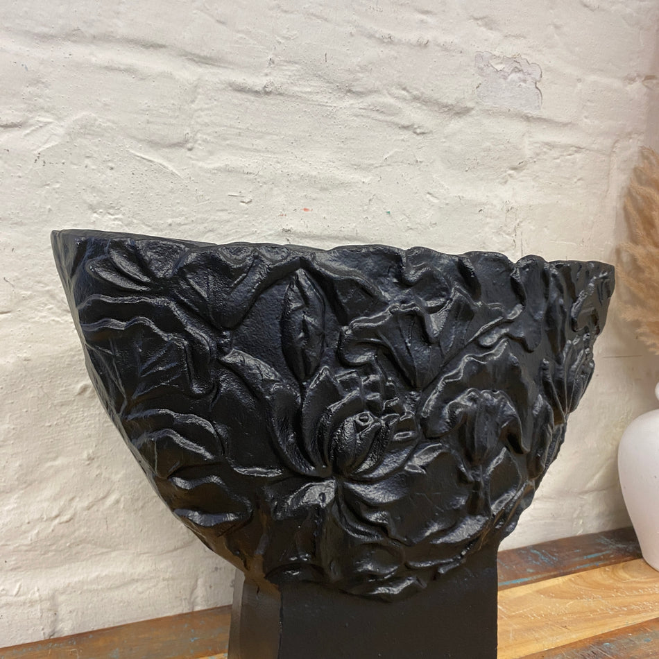 Light & Living Palesa Vase schwarz Metall floral 47cm Deko