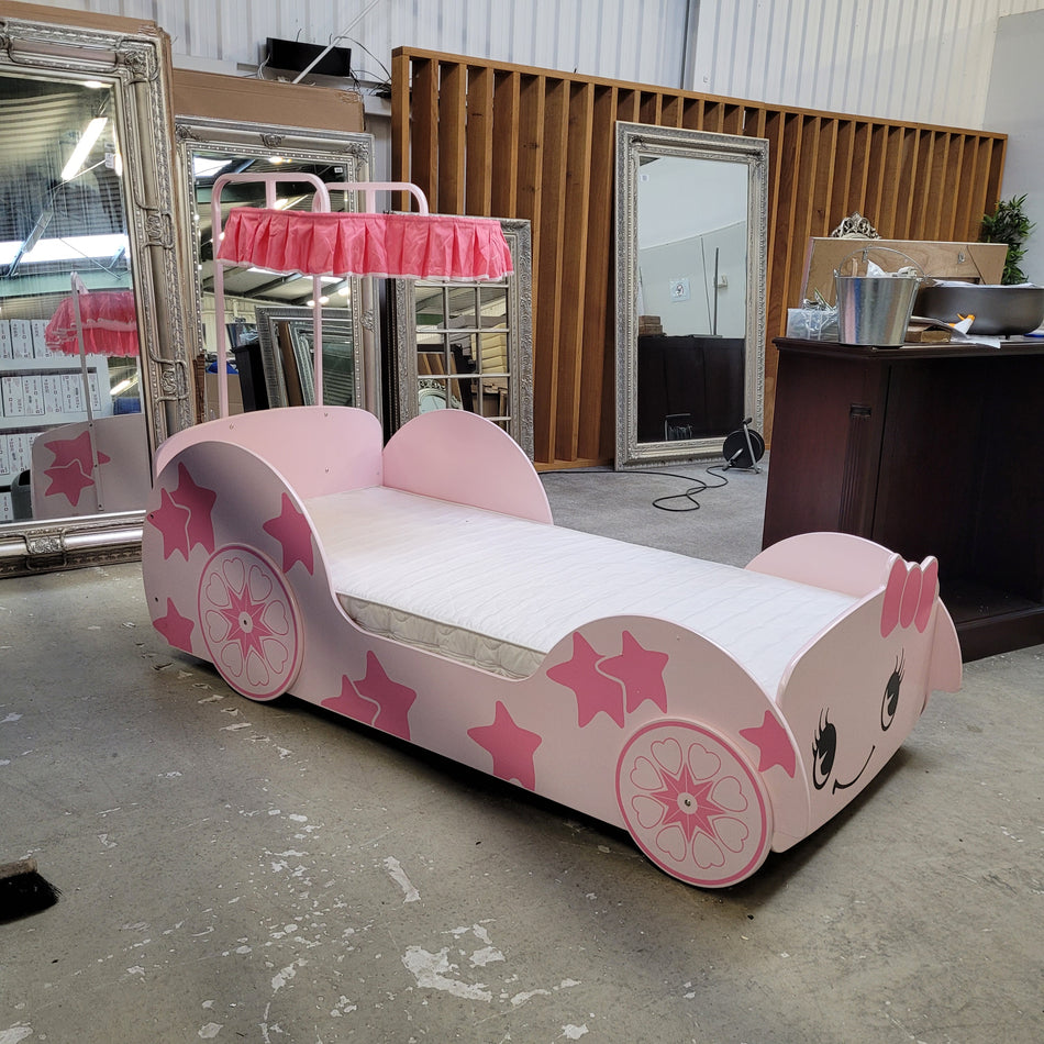 Himmelbett Kinderbett Holz rosa Bett inkl Matratze
