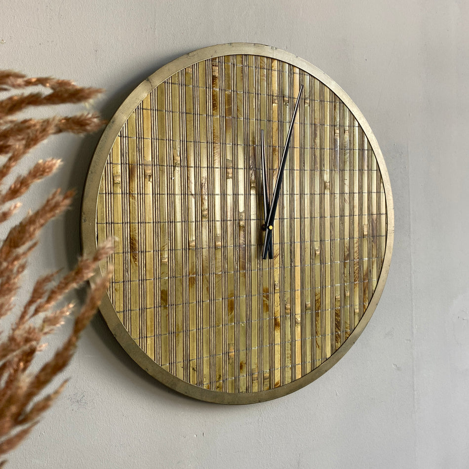 PTMD Ferine Wanduhr beige Holz 56cm Uhr ziffernlos