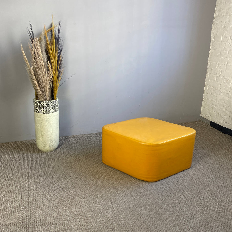 Sitzhocker gebraucht gelb Kunstleder Hocker Leder