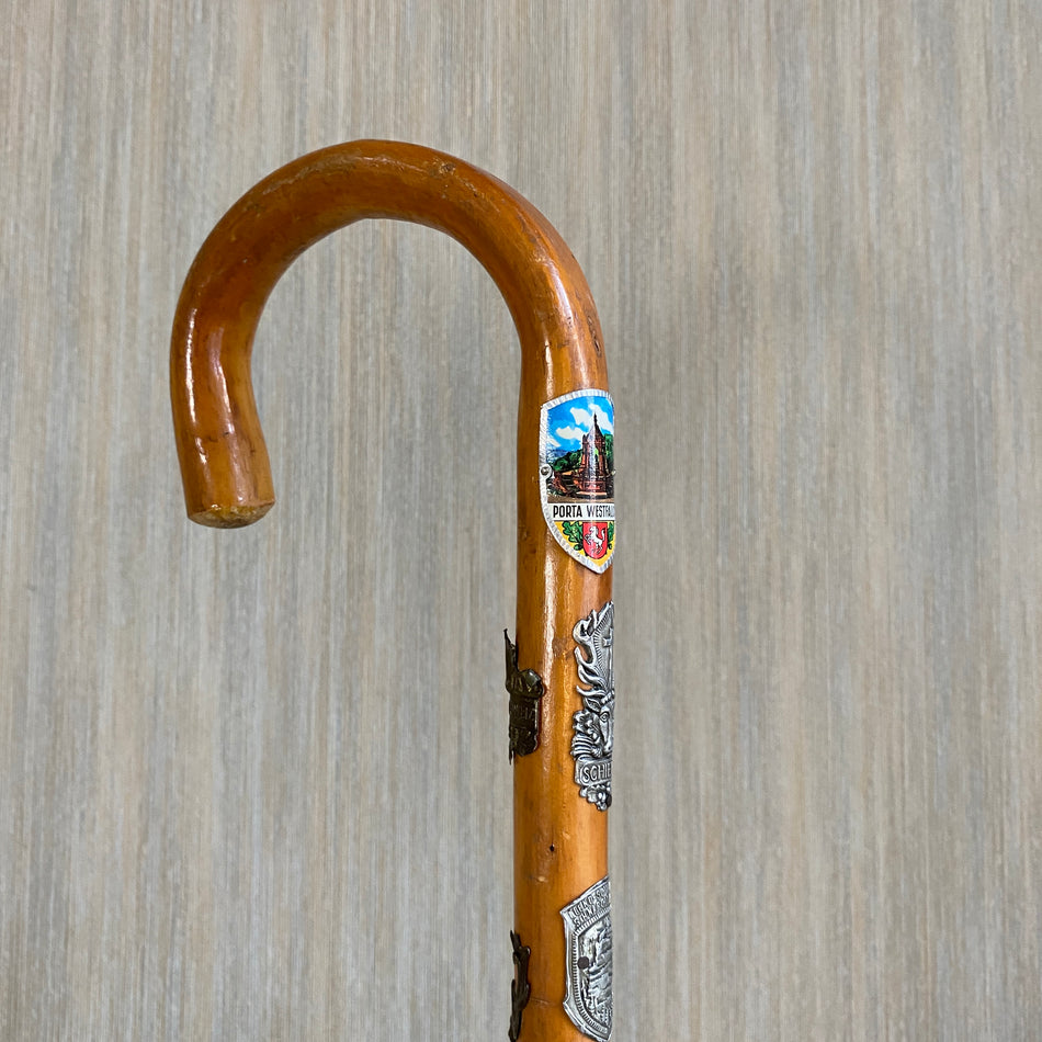 Gehstock antik Holz mit Stocknägel Wanderstock 86cm