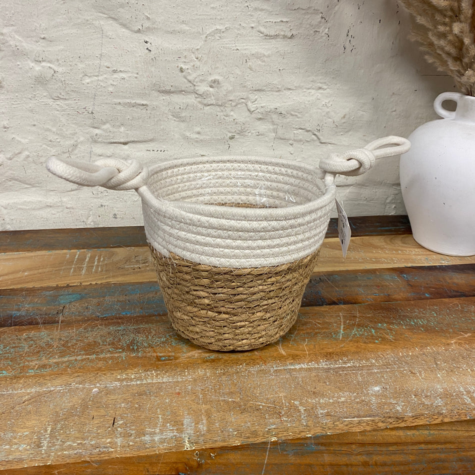 Blois Korb Blumentopf beige weiß 16cm mit Beschichtung