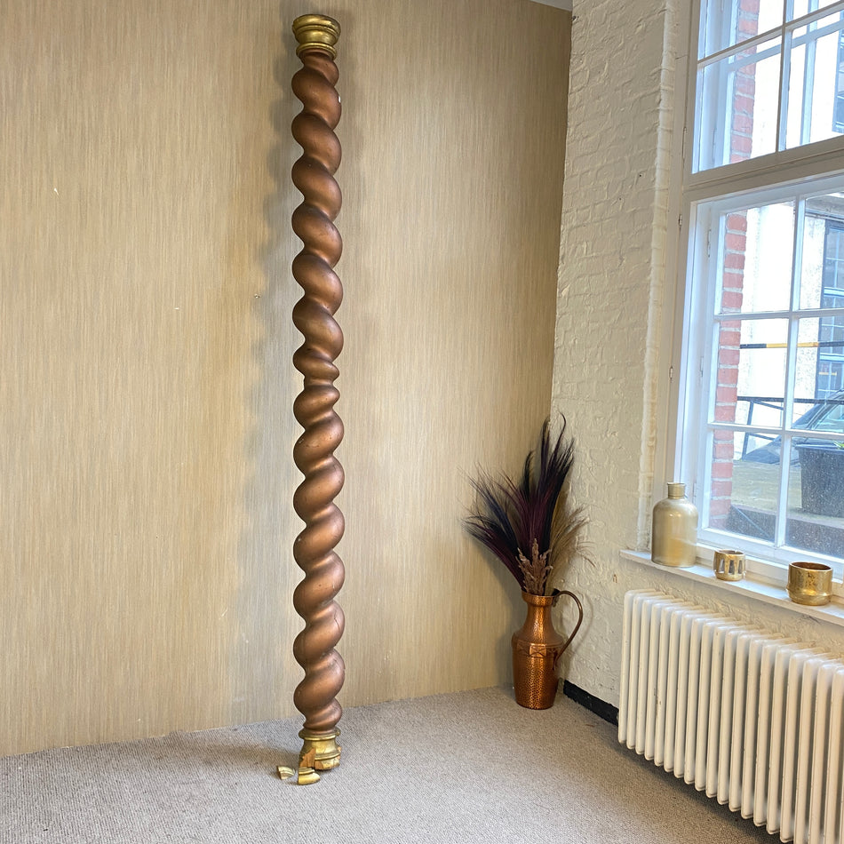 Gewundene Säule antik Holz golden 300cm 1900 Deko