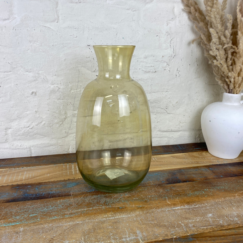 Vase gelb transparent Blumenvase 37cm Deko