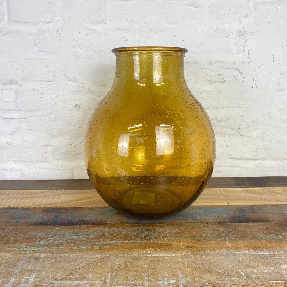 Vase ockergelb transparent Deko 36cm