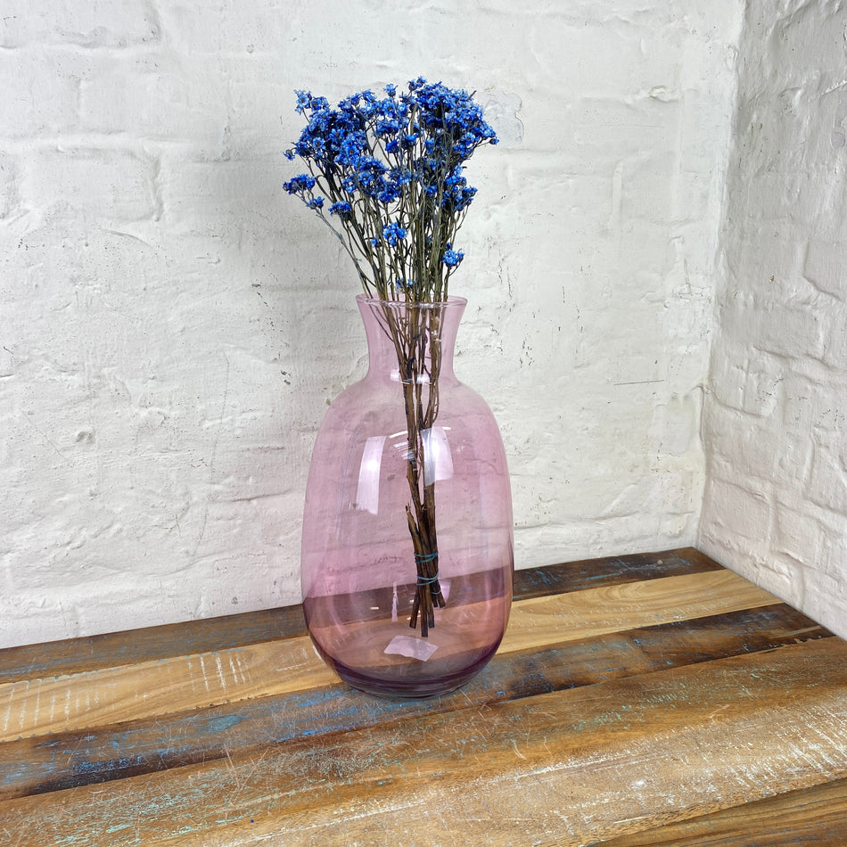Vase rosa transparent Blumenvase 37cm Deko