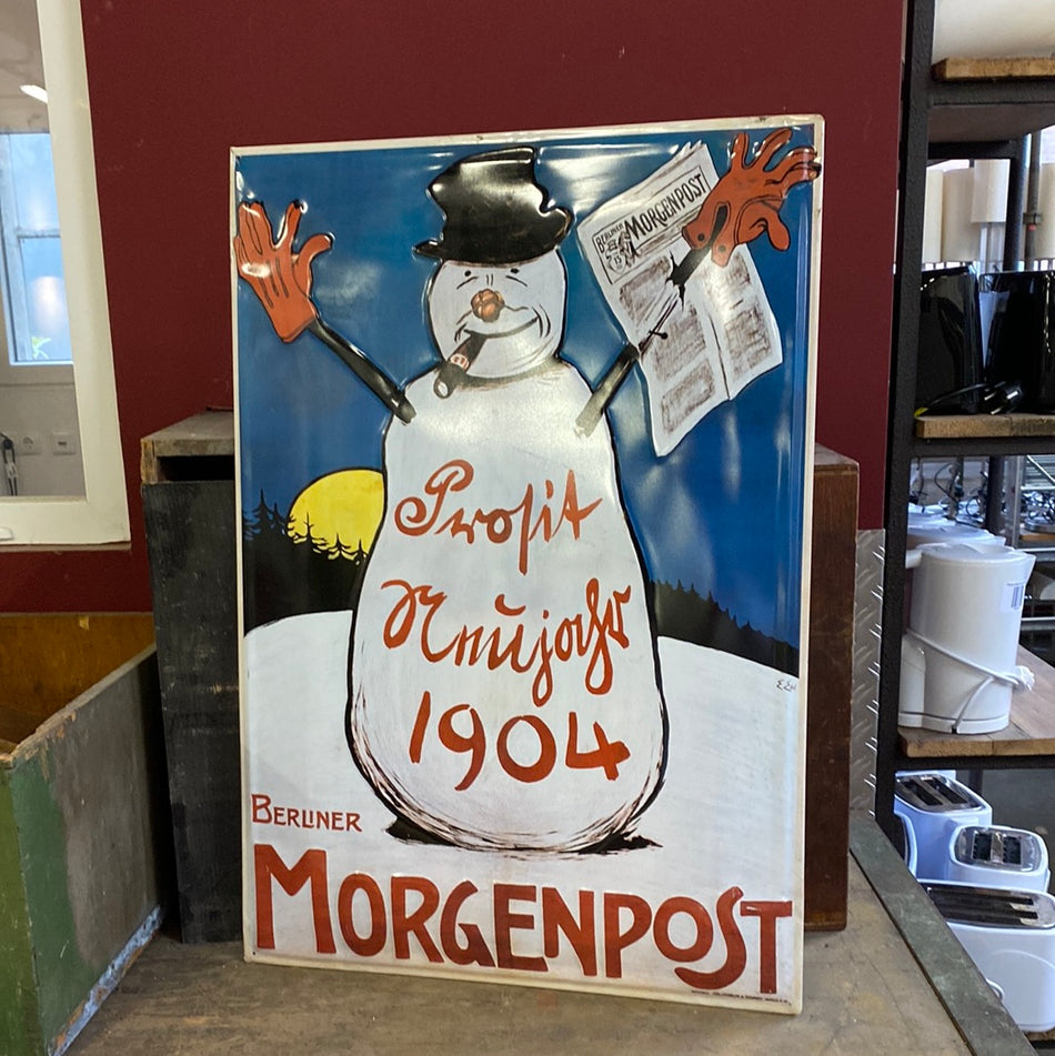 Retro Blechschild Prosit Neujahr 1904 Berliner Morgenpost