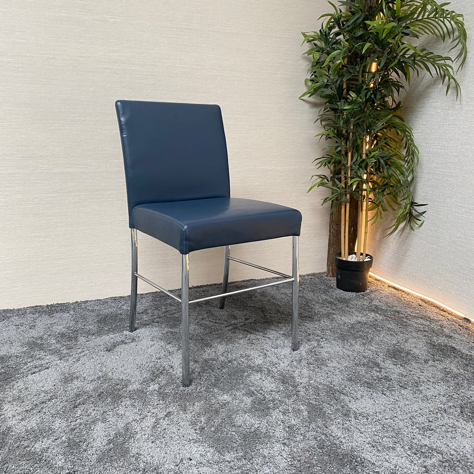 Original Walter Knoll Jason 1400 Stuhl mit Fußstütze gebraucht blau Leder