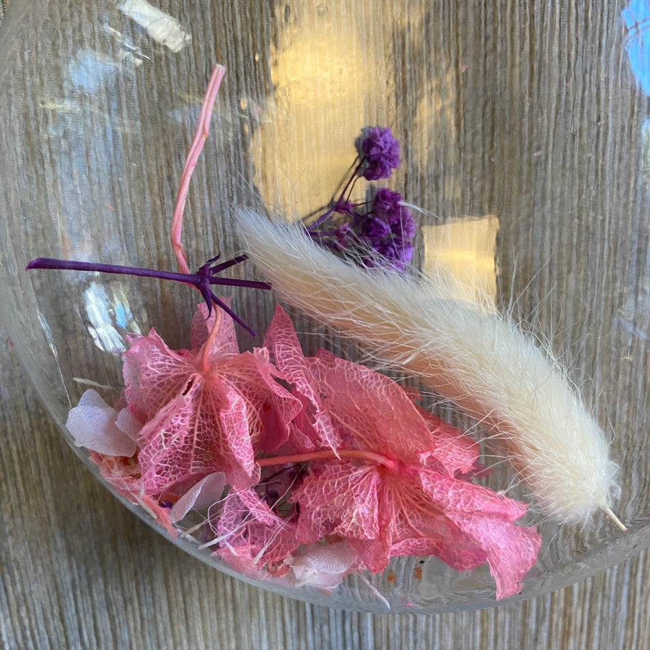 Deko Anhänger bunt Glas Trockenblumen Typ A