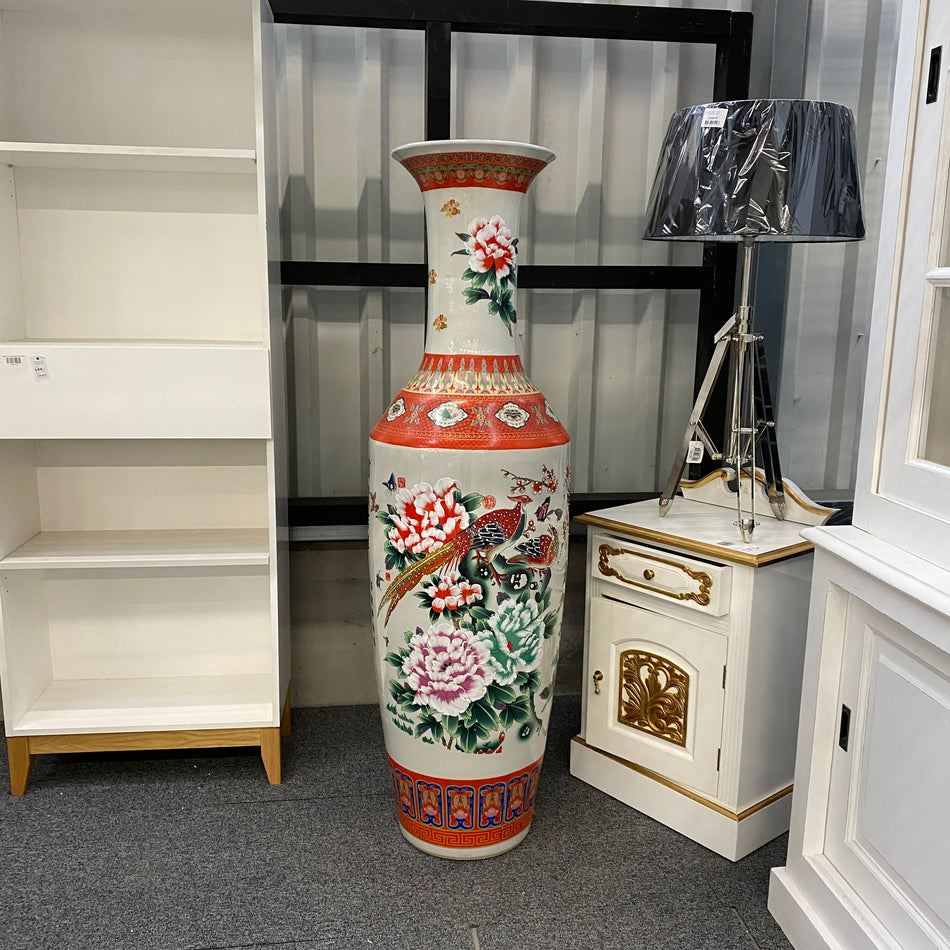 Monumentale Bodenvase neuwertig rot weiß Porzellan im asiatischen Stil 145cm Vase Deko