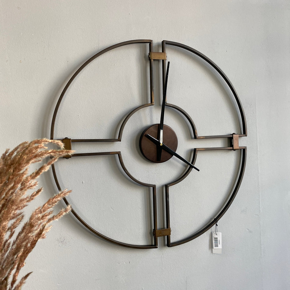 PTMD Mallis Wanduhr kupfern Metall batteriebetrieben 60cm Uhr Deko