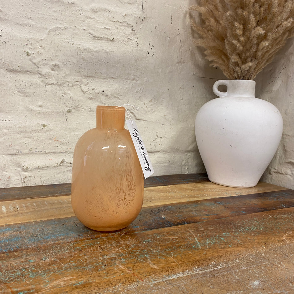 Light & Living Dakar Vase pfirsich orange Glas 15cm Deko