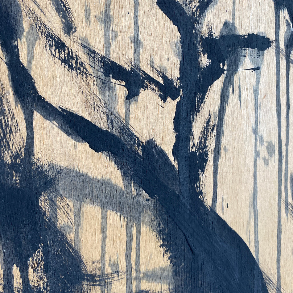 Kunst Schwarzer Baum auf Holzplatte Multiplex Malerei