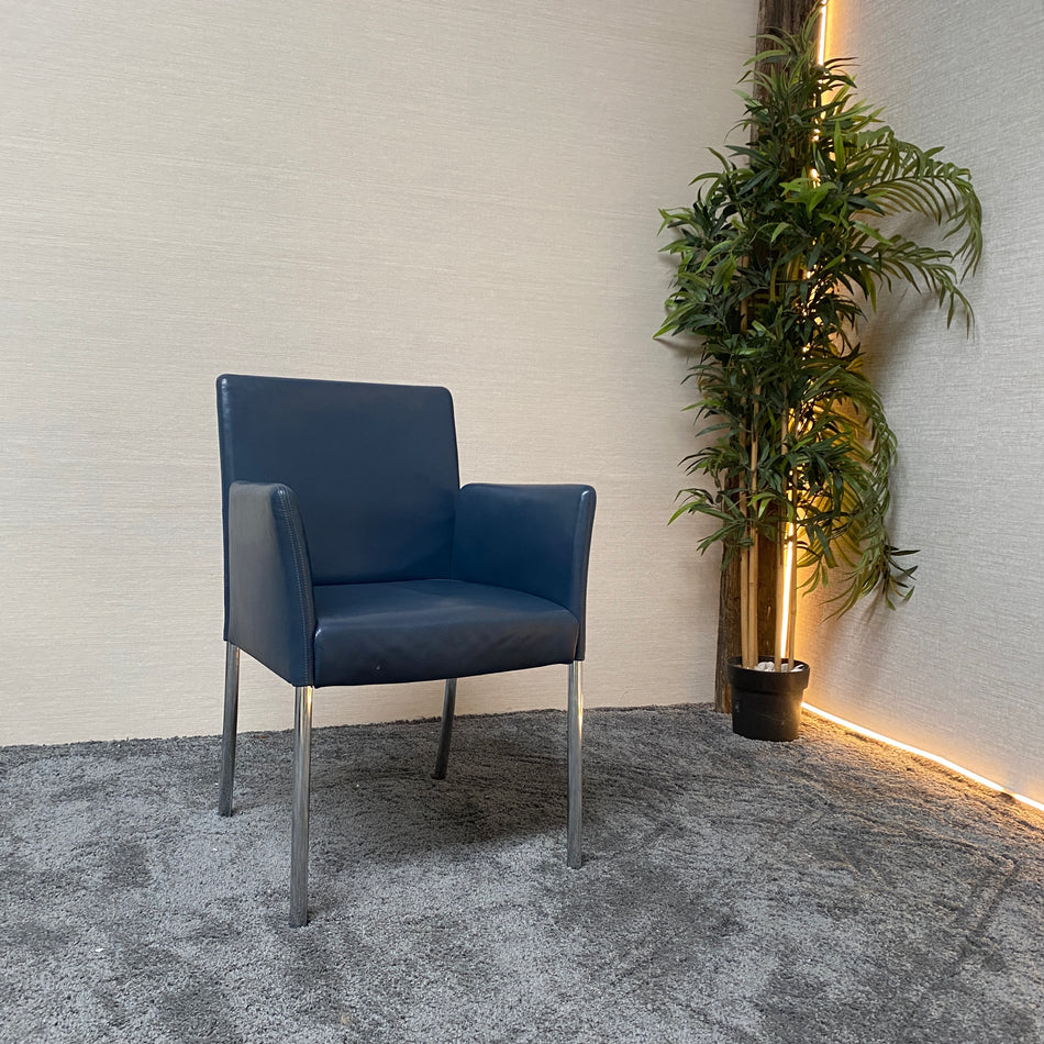 Original Walter Knoll Jason 1400 Armlehnstuhl gebraucht blau Leder