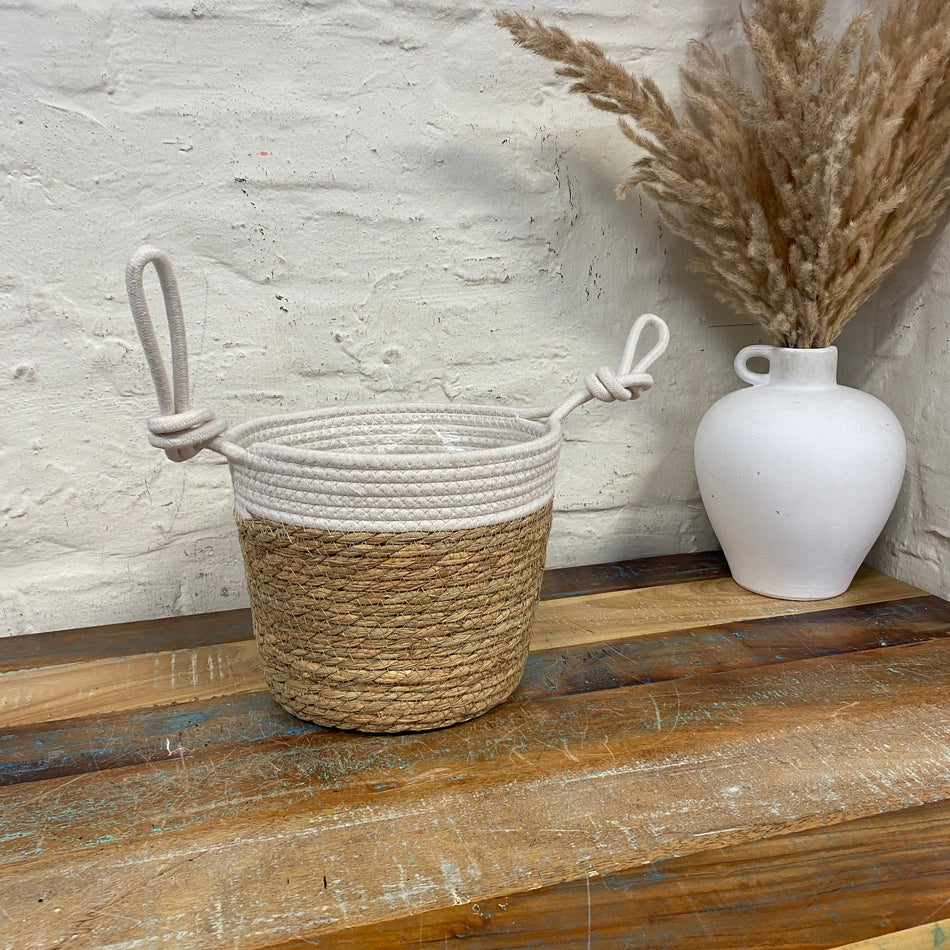 Blois Korb Blumentopf beige weiß 23cm mit Beschichtung