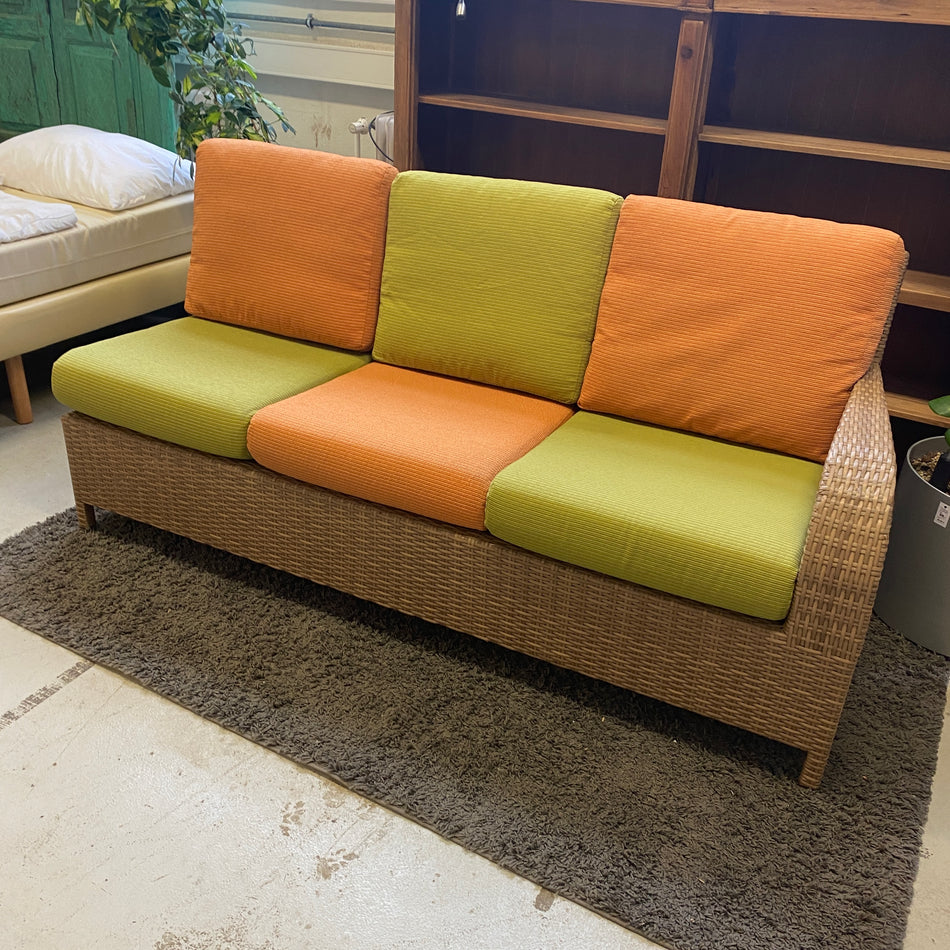 Outdoor Rattan Sofa gebraucht orange grün dunkel 3 R