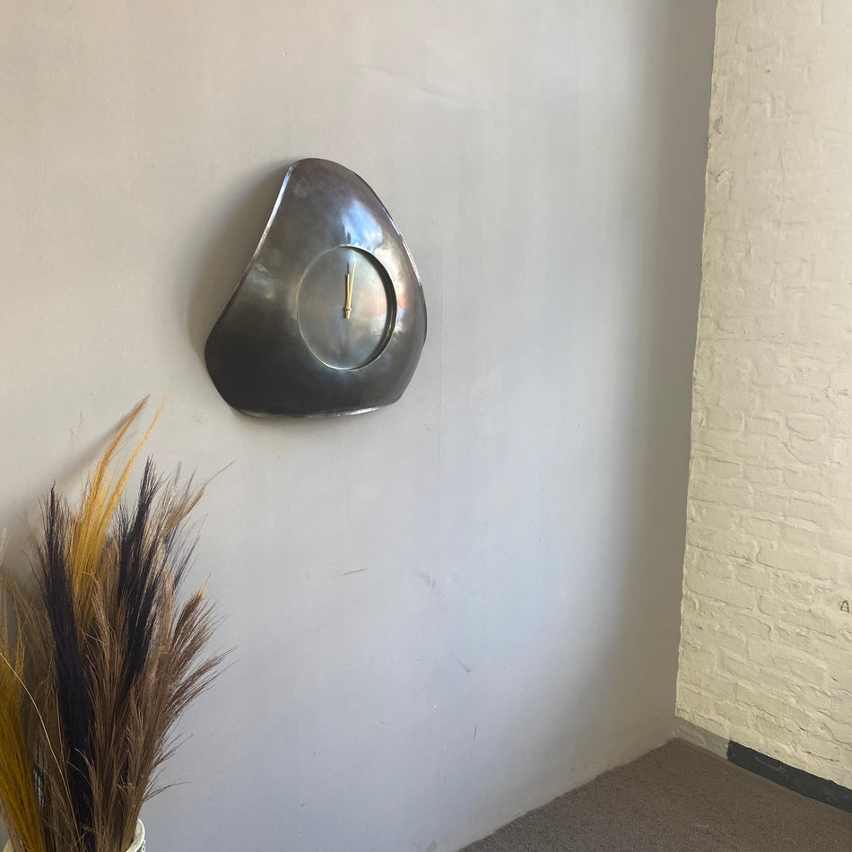 Antigua Wanduhr dunkelgrau Messing Metall Uhr Industrial Deko