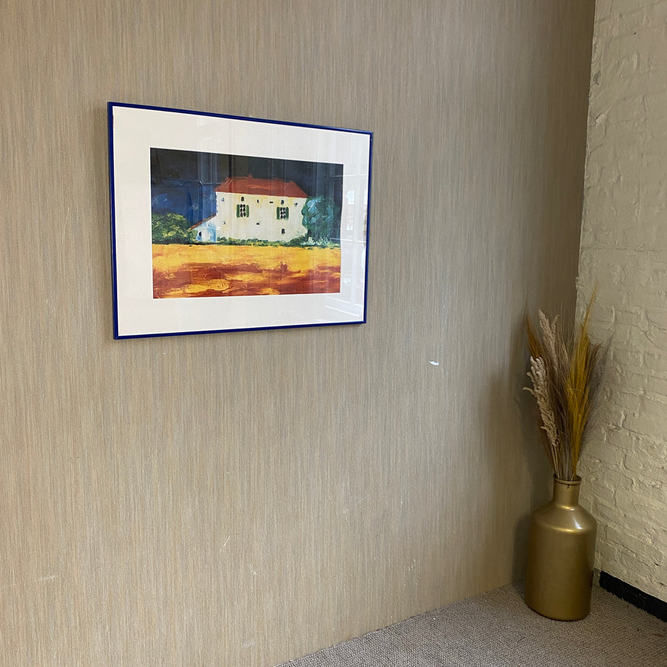 Wandbild gebraucht Kunstdruck Haus 80x60 Rahmen blau