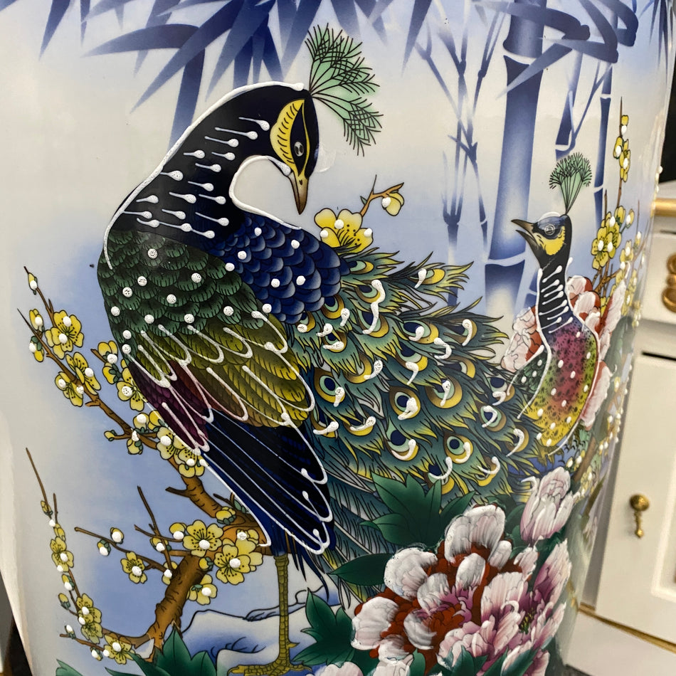 Imposante Bodenvase neuwertig blau weiß Porzellan im asiatischen Stil 145cm Vase Deko