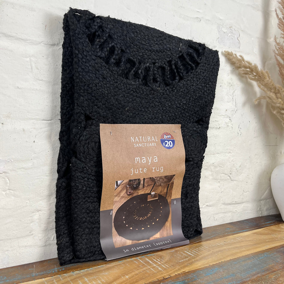 Natural Sanctuary Teppich Neu Maya Jute schwarz 100 cm
