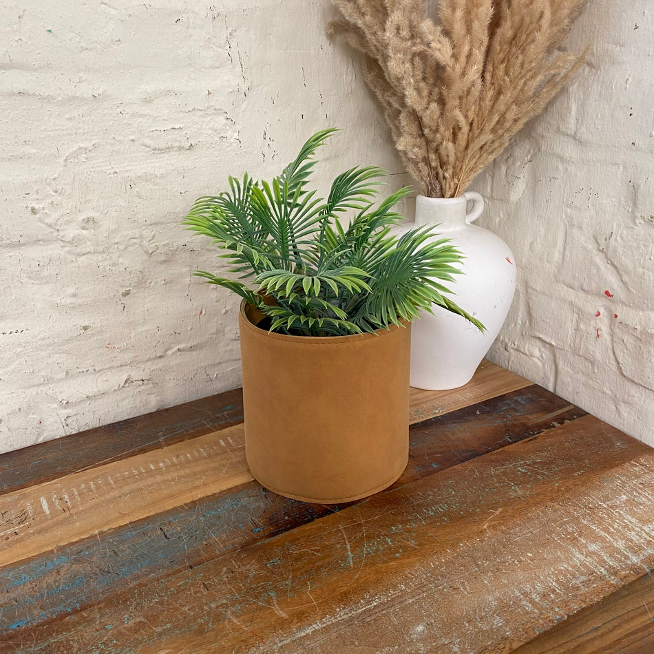 DIJK Blumentopf braun Kunststoff Lederoptik 16cm