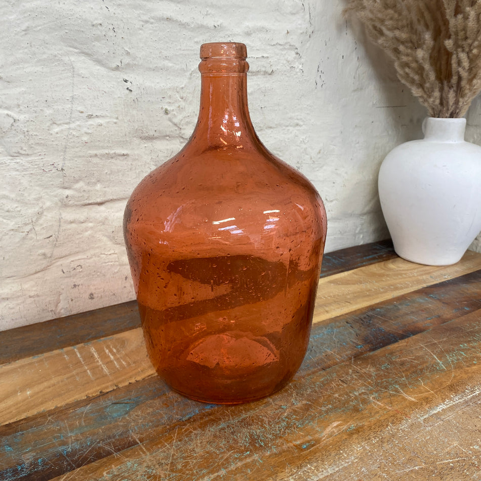 Vase rosa Glas Deko 30 cm Blumenvase Flasche