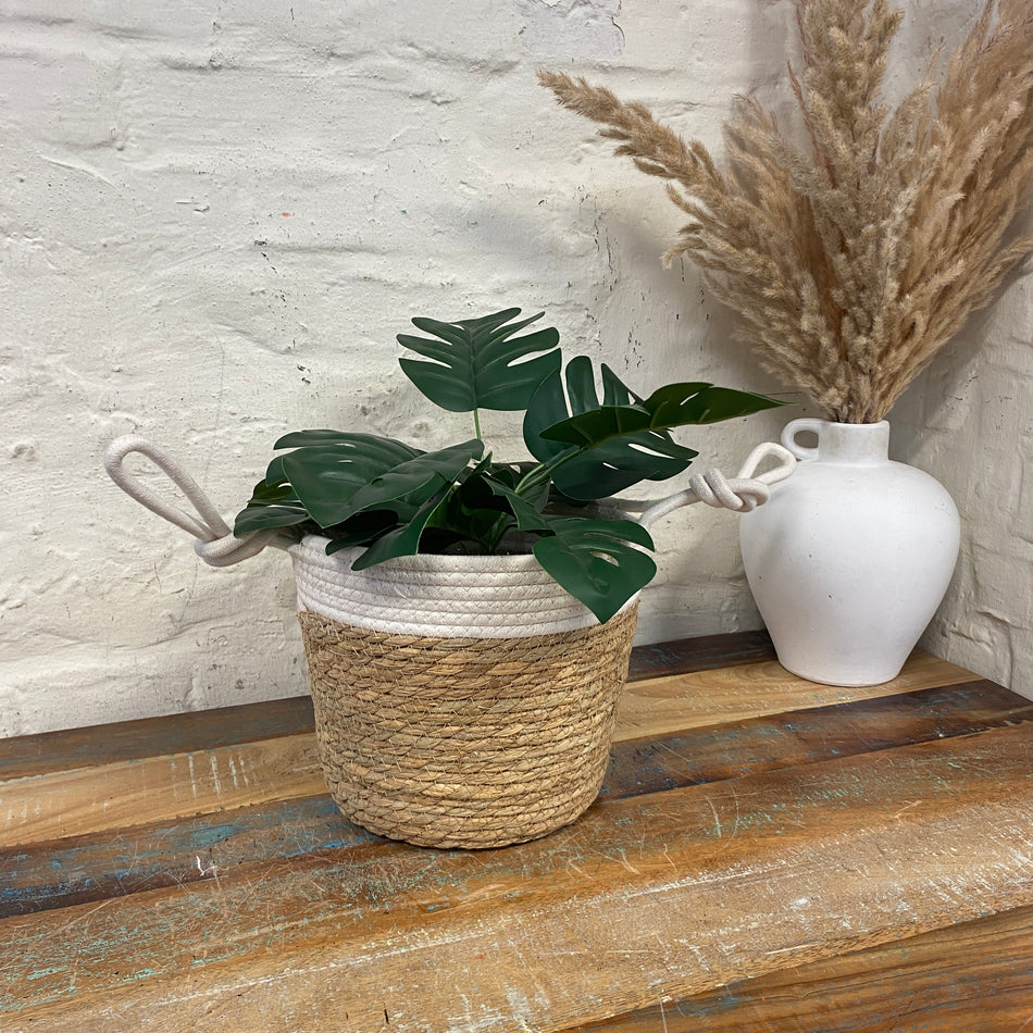 Blois Korb Blumentopf beige weiß 23cm mit Beschichtung