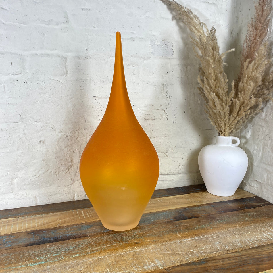 Original Formia Murano Vivarini Vase orange matt Milchglas