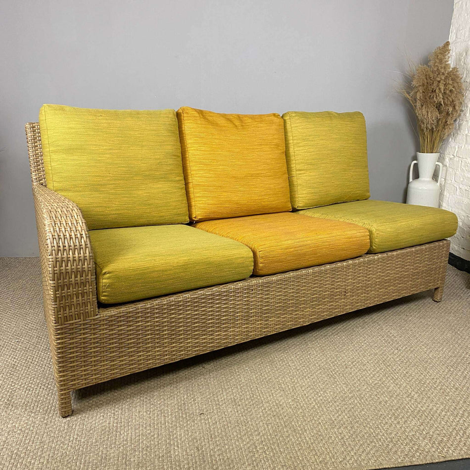 Rattan Sofa gebraucht orange grün dunkel 3 Sitzer L