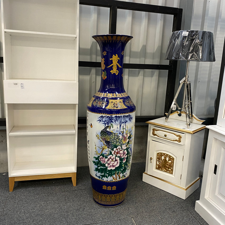 Imposante Bodenvase neuwertig blau weiß Porzellan im asiatischen Stil 145cm Vase Deko