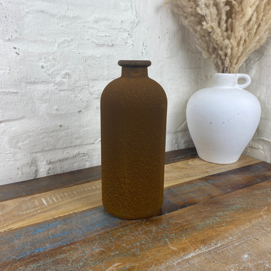 Mandy Vase Glas braun rustikal vintage antik Deko 25cm