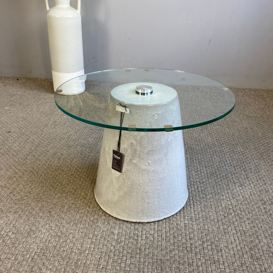 Parlane Lissabon Beistelltisch weiß Keramik Glas 51cm Tisch