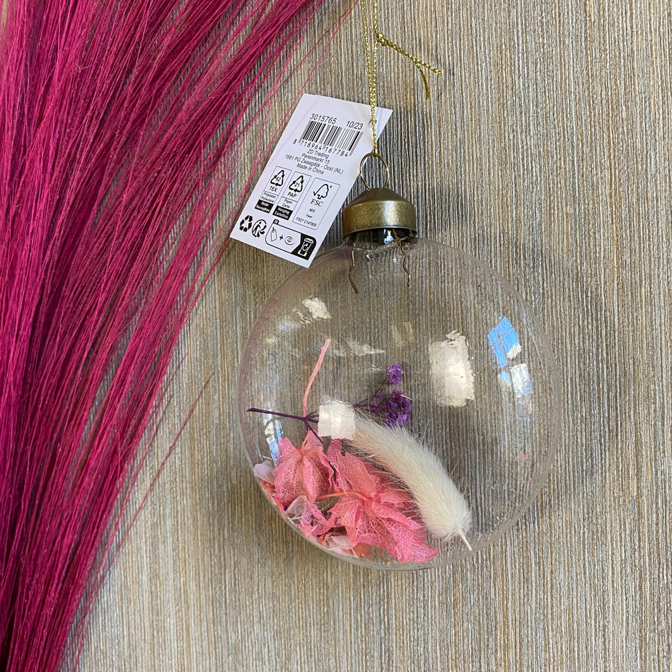 Deko Anhänger bunt Glas Trockenblumen Typ A