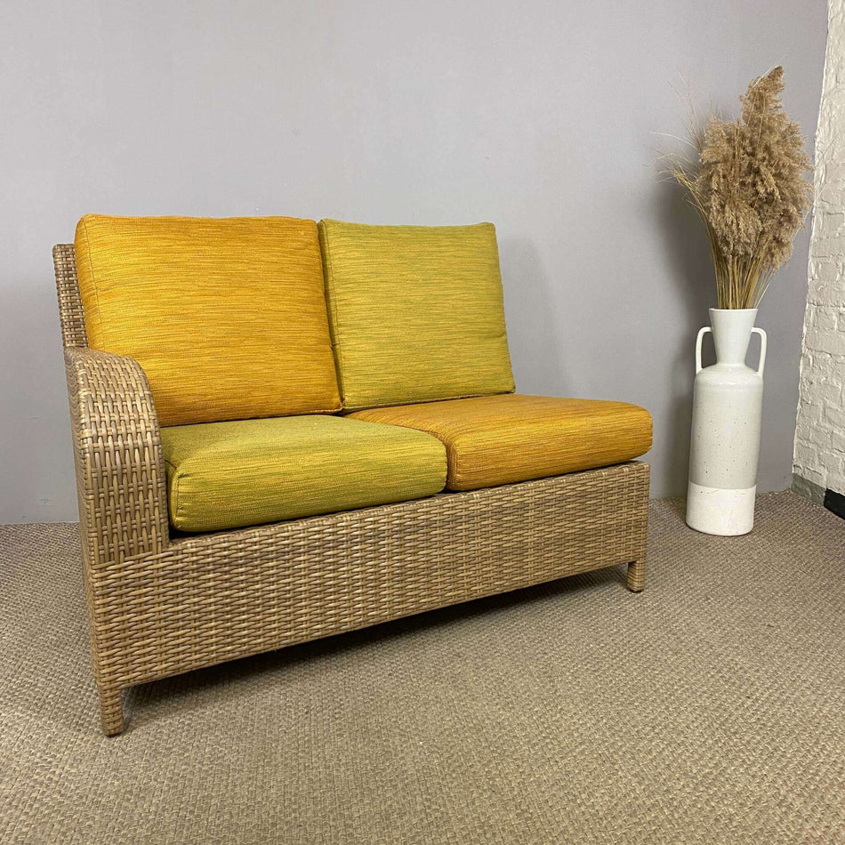 Outdoor Rattan Sofa gebraucht orange grün dunkel 2 Sitzer L