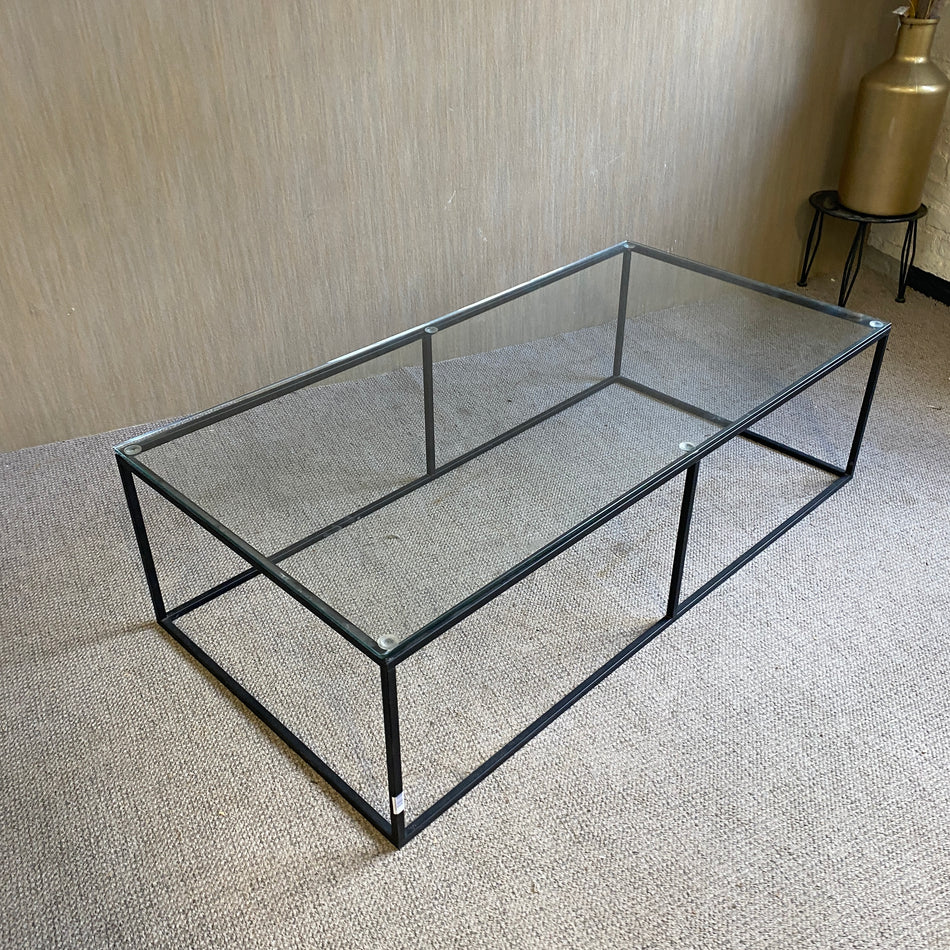 Couchtisch gebraucht schwarz Metall Glas Tisch 140x70