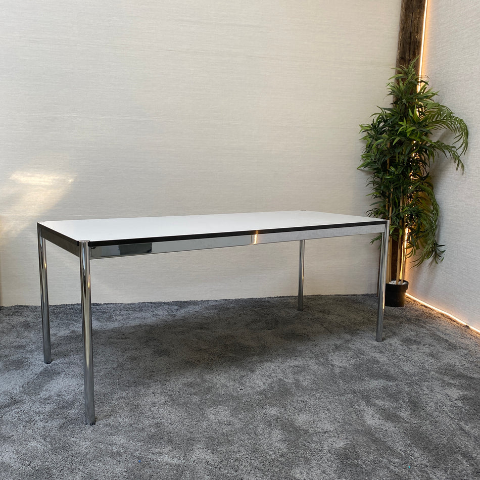 USM Haller Schreibtisch gebraucht Chrom Holz weiß 185x75 Tisch