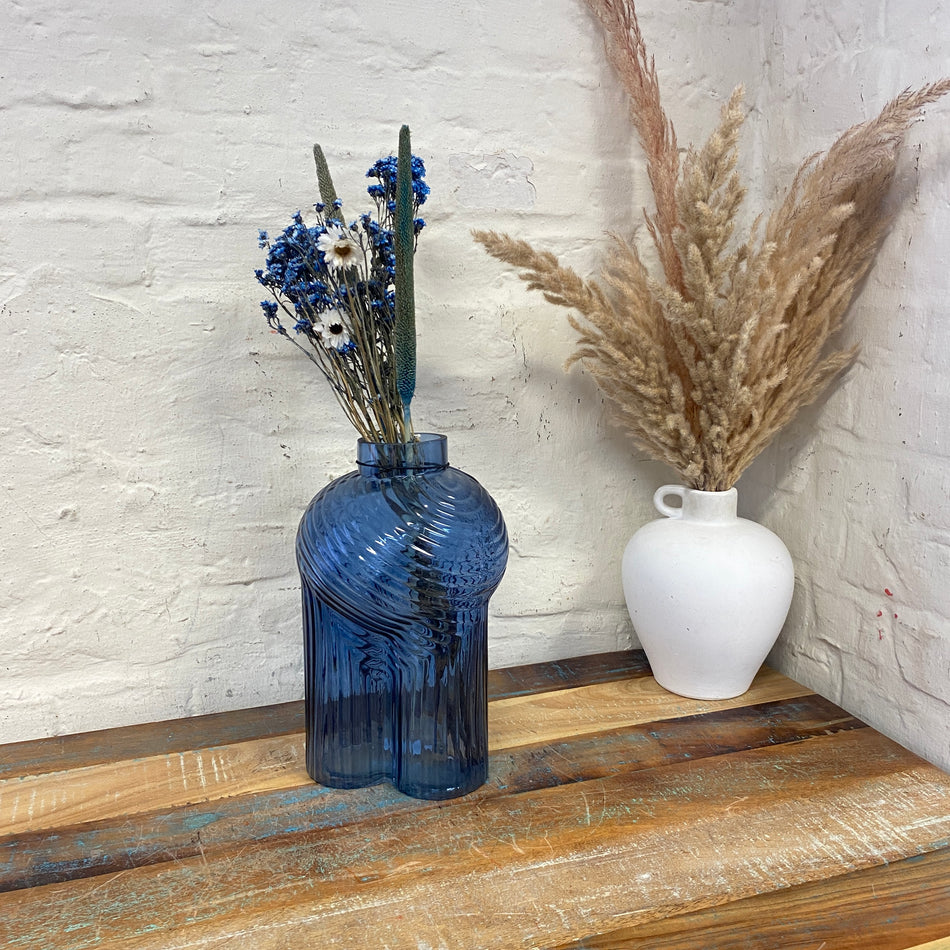 Countryfield Ledger L Vase blau Glas transparent Deko