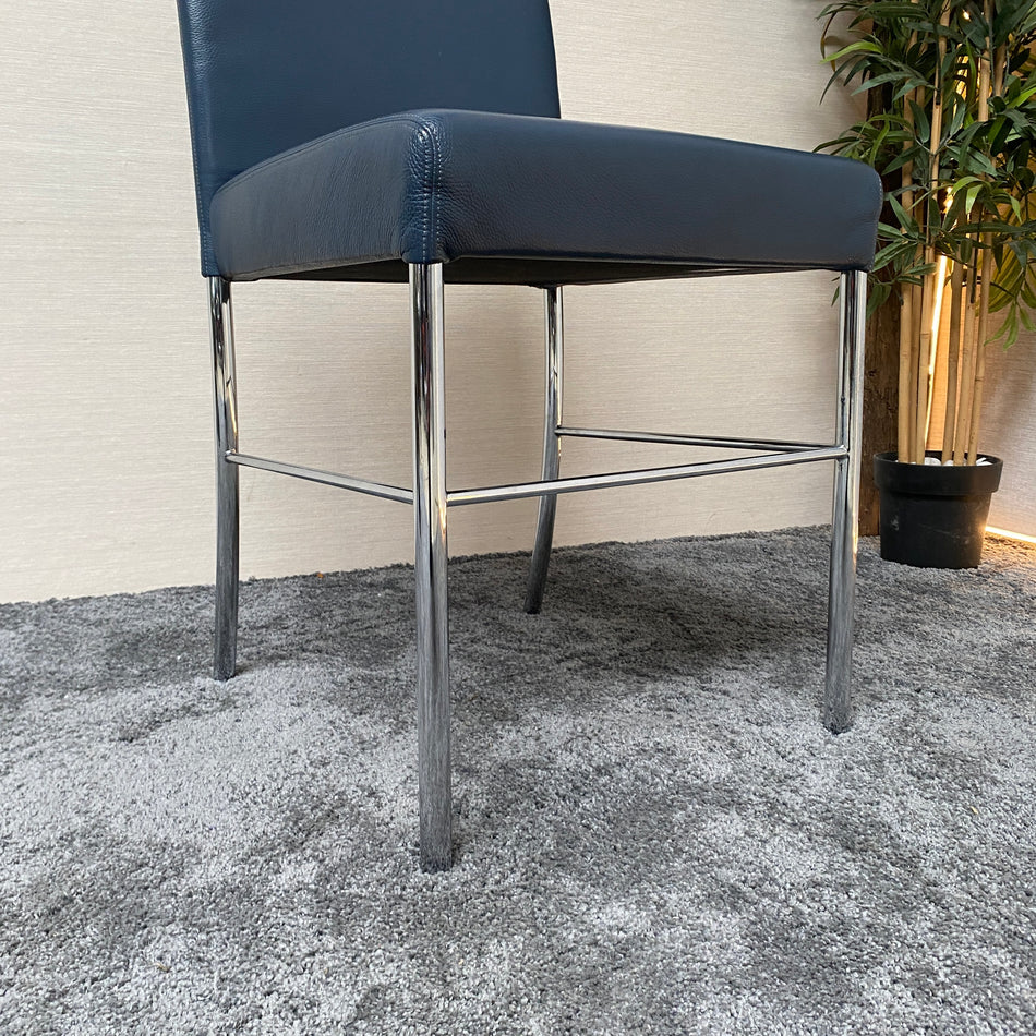 Original Walter Knoll Jason 1400 Stuhl mit Fußstütze gebraucht blau Leder