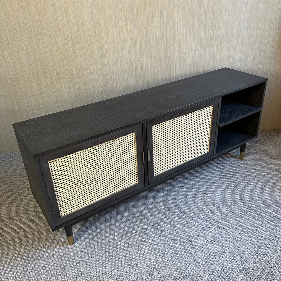 Kommode braun dunkel Rattan Holz 170cm lang