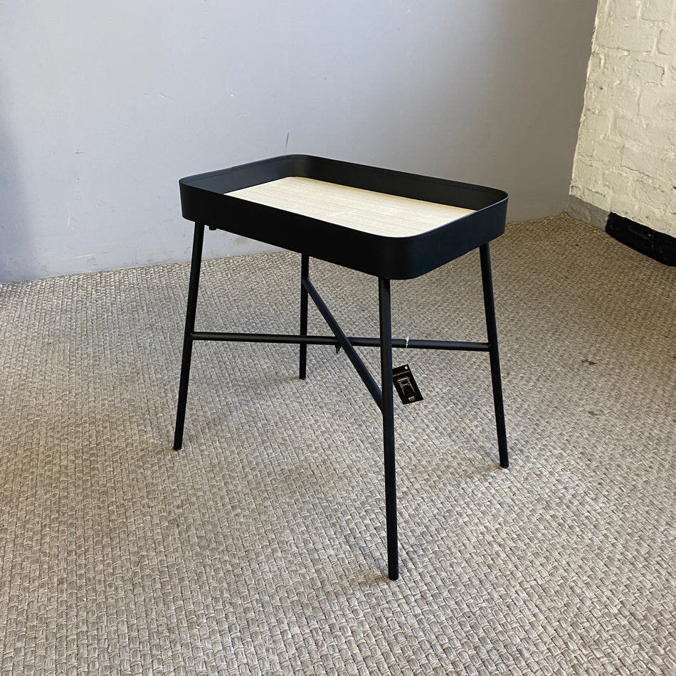 Beistelltisch schwarz Metall Holz 46cm Tisch