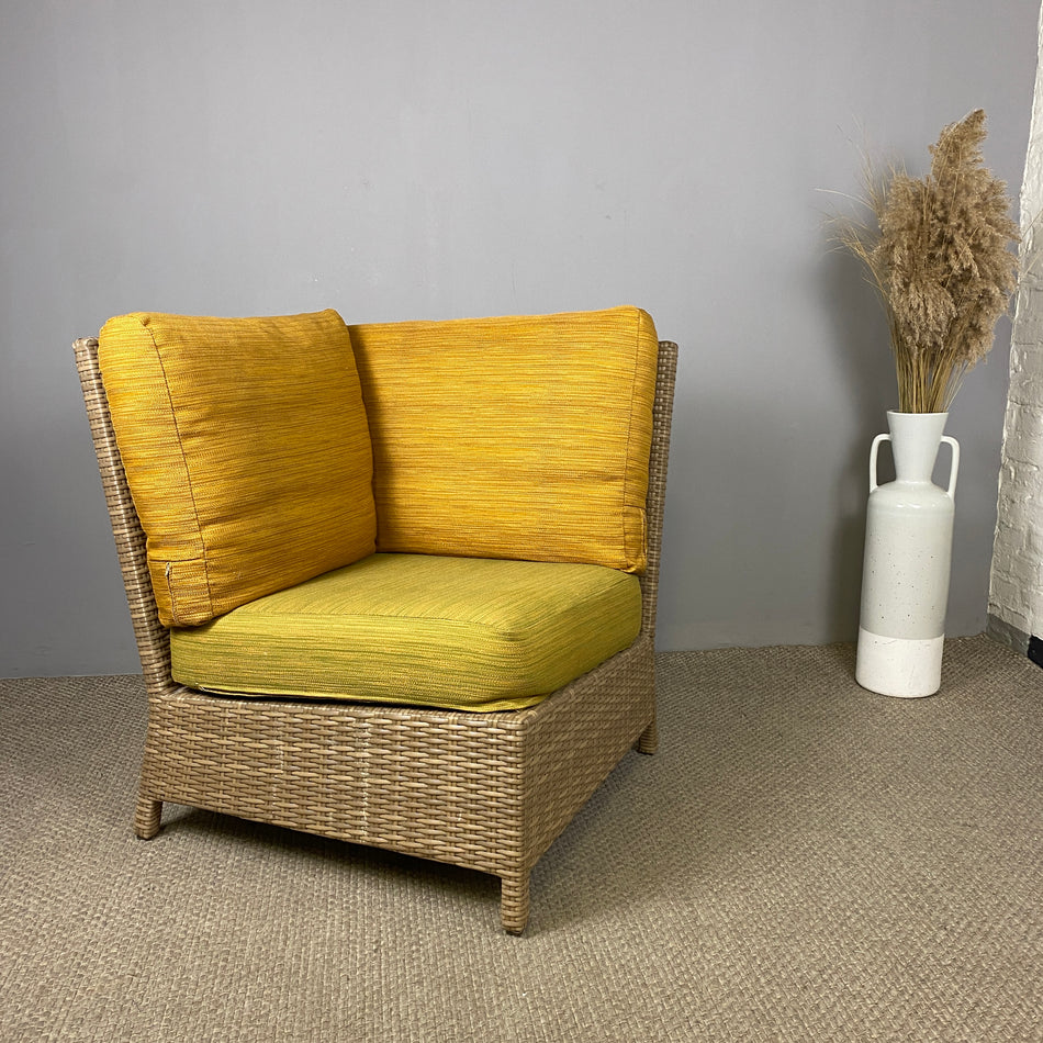 Outdoor Rattan Ecksessel gebraucht orange grün dunkel