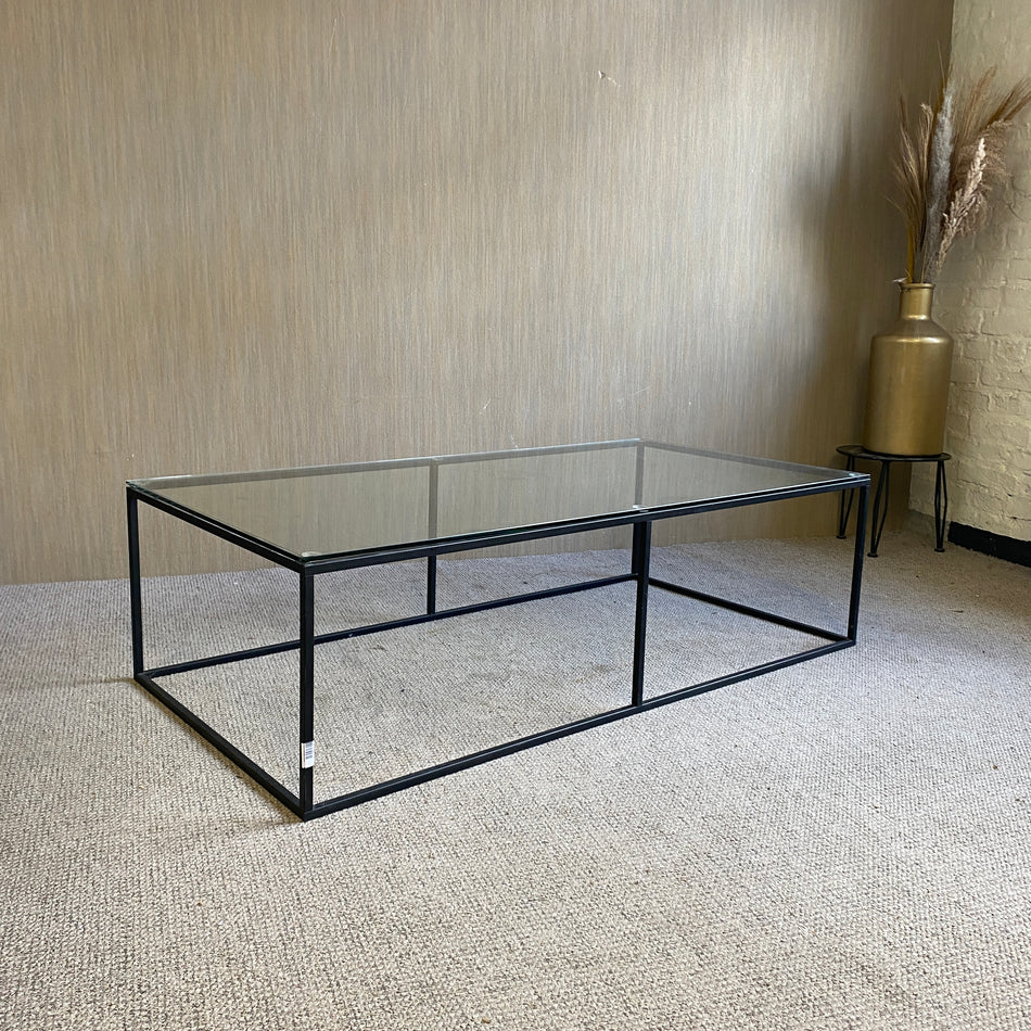 Couchtisch gebraucht schwarz Metall Glas Tisch 140x70