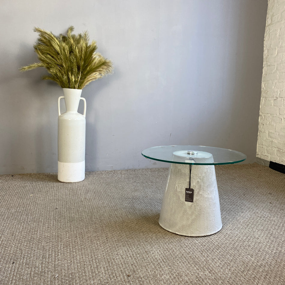Parlane Lissabon Beistelltisch weiß Keramik Glas 51cm Tisch