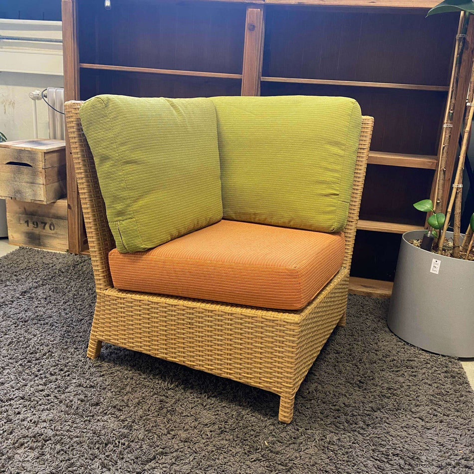 Outdoor Rattan Ecksessel gebraucht orange grün hell