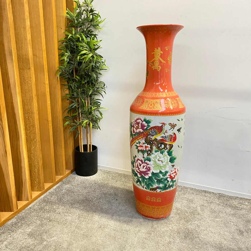 Imposante Bodenvase neuwertig rot Porzellan im asiatischen Stil 145cm Vase Deko