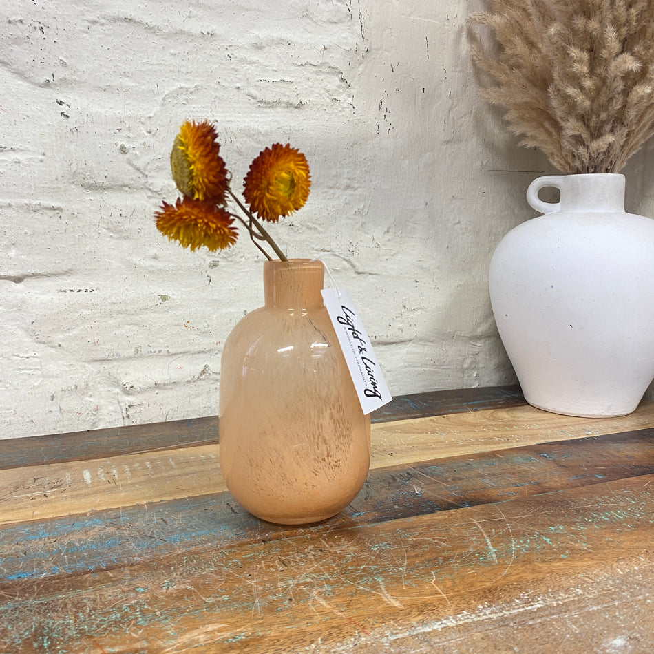 Light & Living Dakar Vase pfirsich orange Glas 15cm Deko