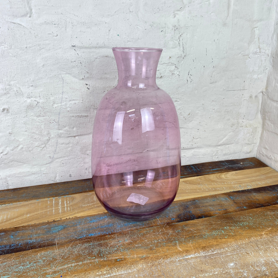 Vase rosa transparent Blumenvase 37cm Deko