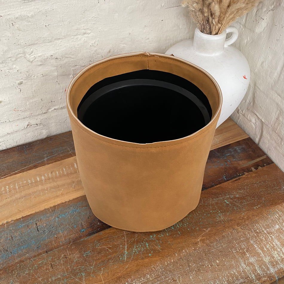 DIJK Blumentopf braun Kunststoff Lederoptik 22cm