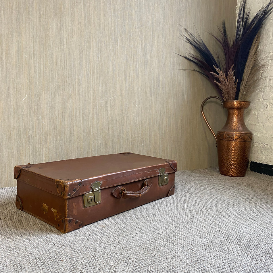Historischer Koffer antik braun Leder 20. Jh. 66x36