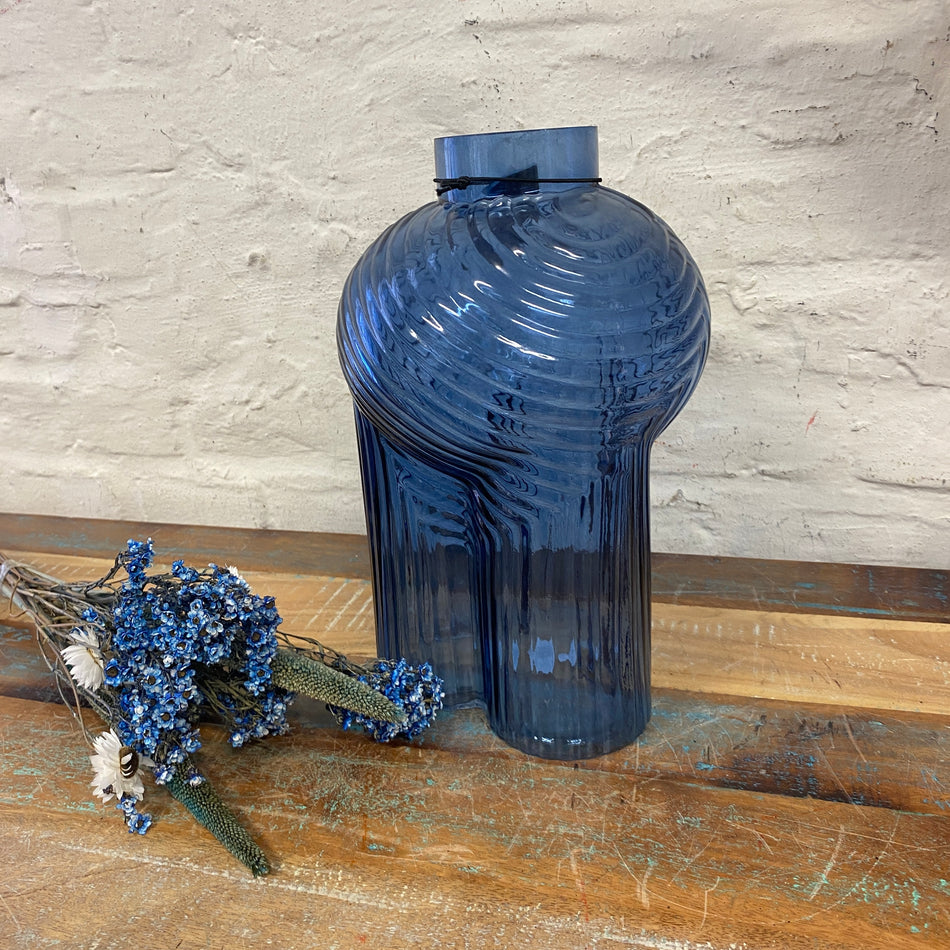 Countryfield Ledger L Vase blau Glas transparent Deko